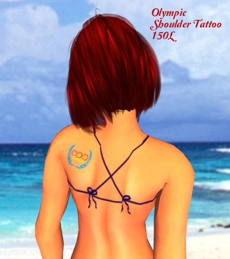 Olympic Rings and Laurel Tattoo on Shoulder