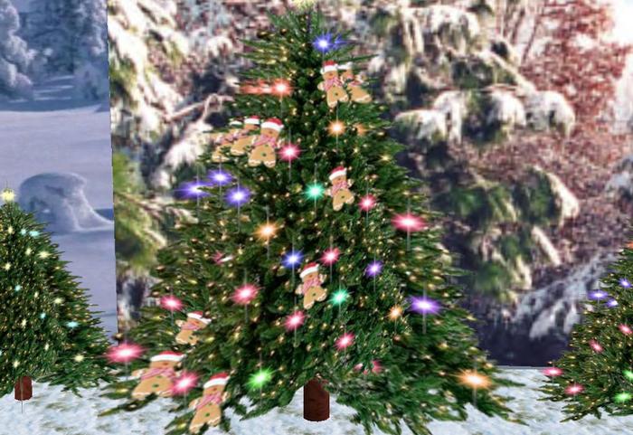 Tall Christmas Tree with Gingerbread Men Decorations