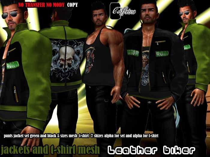 CAFFEINE LEATHER BLACK & GREEN BOX MESH