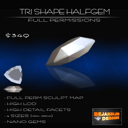 Full Perm Sculpted Tri Shaped HalfGems