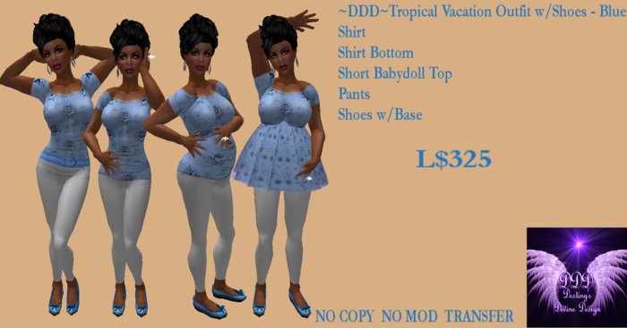 ~DDD~Tropical Vacation Outfit w/Shoes-Blue