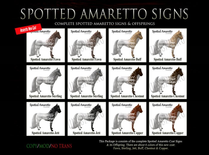 Complete Spotted Amaretto Coat Signs & Offsprings
