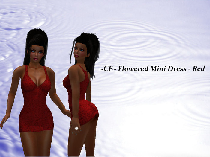 ~CF~ Flowered Tank Mini Dress - Red