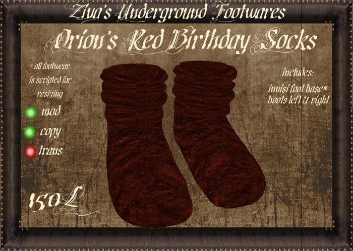 ~ZUF~ Orion's Red Birthday Socks