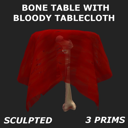 Halloween - bone table with bloody tablecloth / resize script