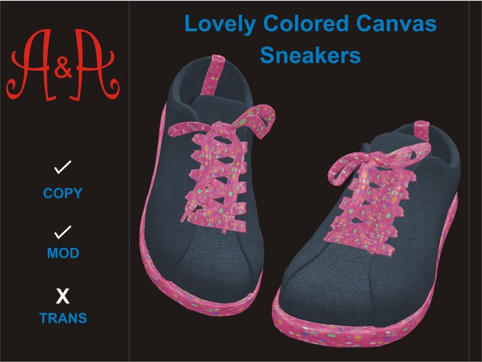 A&A Canvas Lovely Coloured Sneakers.