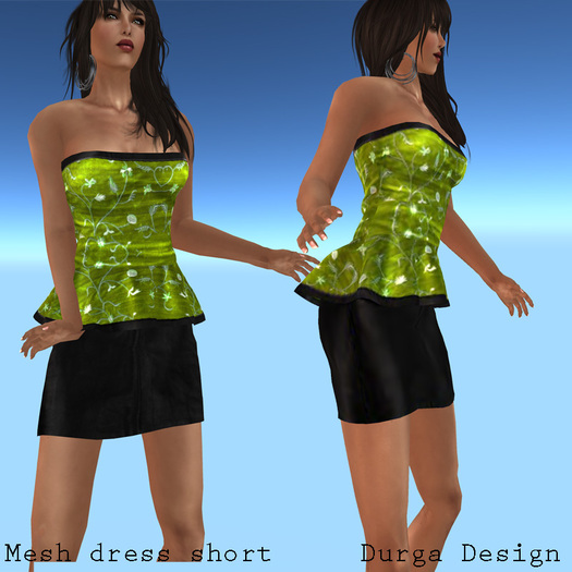STRAPLESS MESH DRESS SHORT bright green, Durga Design