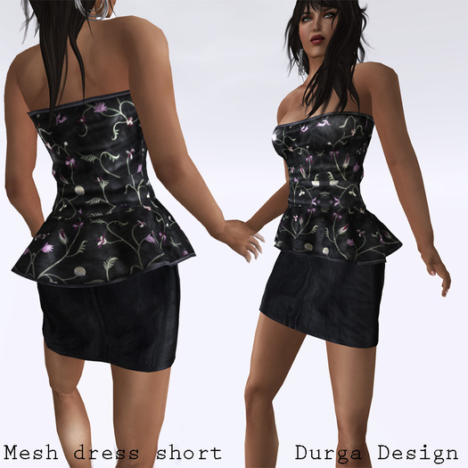 STRAPLESS MESH DRESS SHORT black, Durga Design