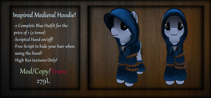 [SW] Blue Inspired Medieval Hoodie for Ponies!