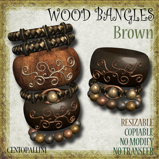 *CentoPallini* WOOD BANGLES Brown
