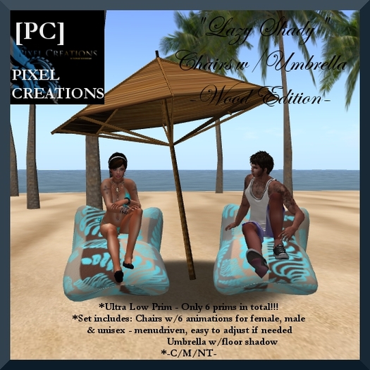 [PC] "LAZY SHADY " CHAIRS W/UMBRELLA - WOOD
