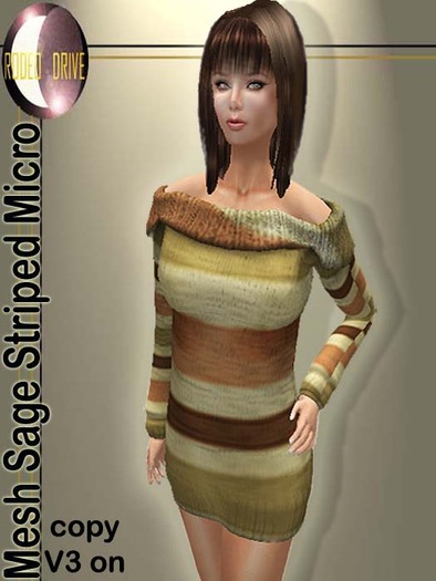 Striped Micro Dress Sage brown Mesh