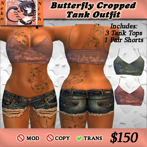 Butterfly Cropped Tank Outfit 