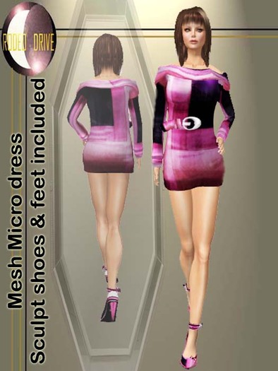 Micro Pink Design Mesh dress w/ shoes