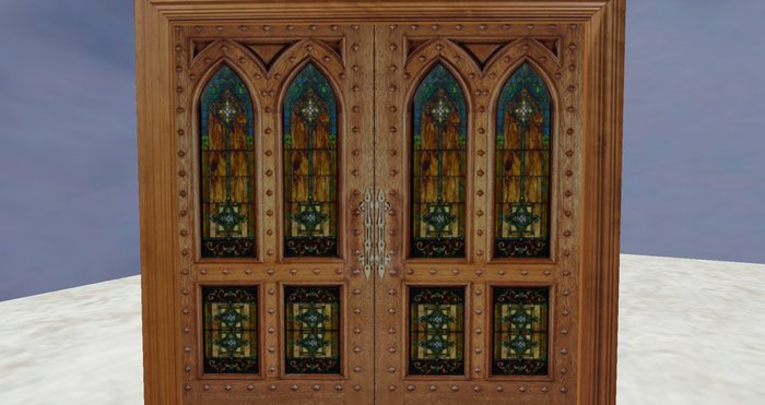 Gothic Arched Oak Sliding Doors - Stained Glass Personal Use