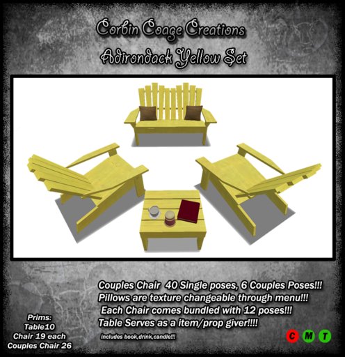 Adirondack Chair Yellow Set  - Couple's Set