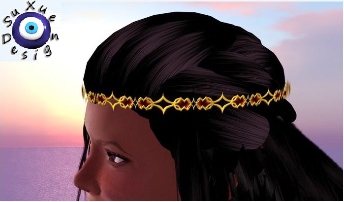 ! " Su Xue " Headband Bandana ruby gold Resize