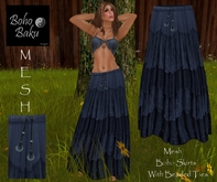 Boho Baku~ DEMO (MESH ) Blueberry Crinkle Long Boho Skirts