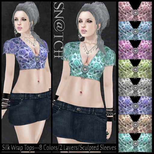 :::Sn@tch Silk Wrap Tops:::
