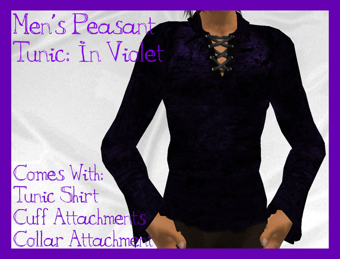 @~VooDoo Rose~@ Men's Peasant Top: Violet