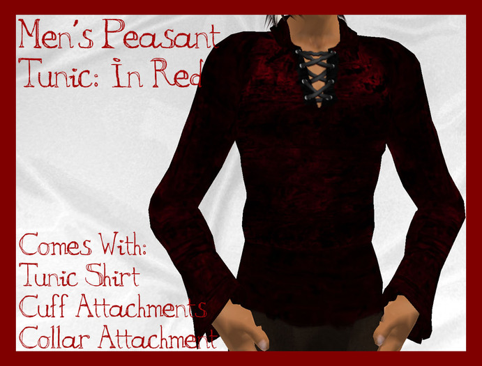 @~VooDoo Rose~@ Men's Peasant Top: Red