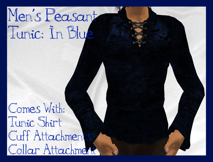 @~VooDoo Rose~@ Men's Peasant Top: Blue