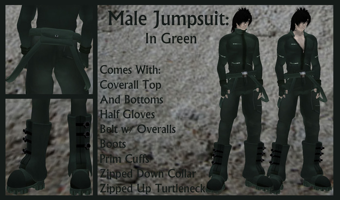 @~VooDoo Rose~@ Green Jumpsuit: Male