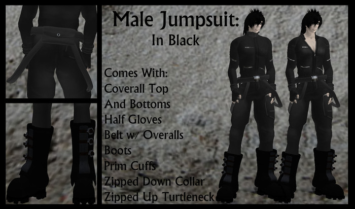 @~VooDoo Rose~@ Black Jumpsuit: Male