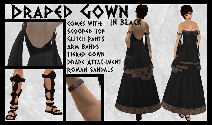 @~VDR~@ Draped Gown: Black