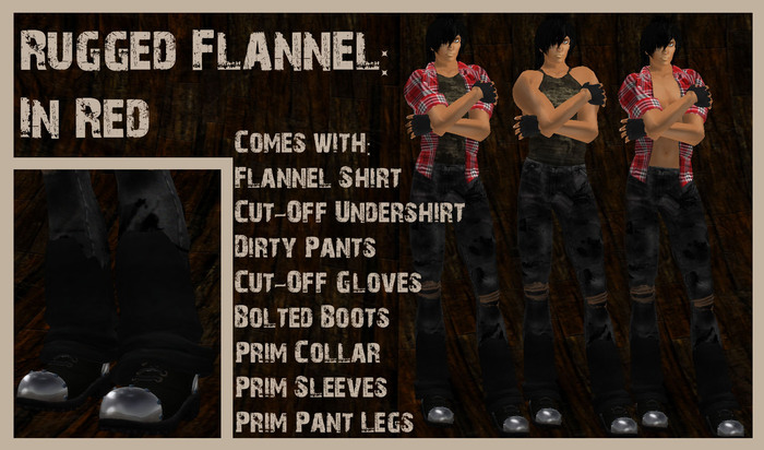 @~VooDoo Rose~@ Rugged Flannel: Male: In Red