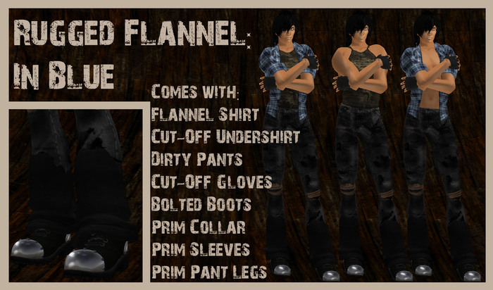 @~VooDoo Rose~@ Rugged Flannel: Male: In Blue