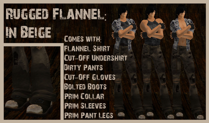 @~VooDoo Rose~@ Rugged Flannel: Male: In Beige