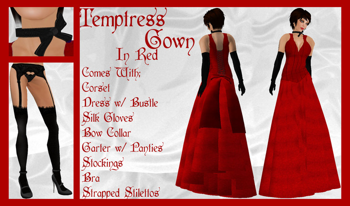 @~VooDoo Rose~@ Tempress Gown: In Red