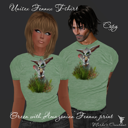 Green Unisex T-shirt with Amazonian Fennux print PROMO!!