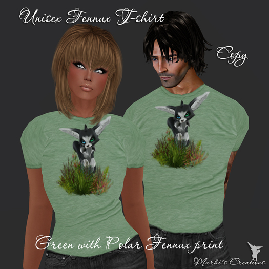 Green Unisex T-shirt with Polar Fennux print PROMO!!