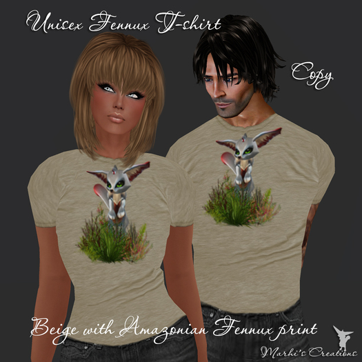 Beige Unisex T-shirt with Amazonian Fennux print PROMO!!