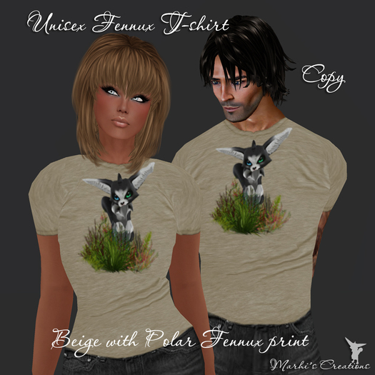 Beige Unisex T-shirt with Polar Fennux print PROMO!!