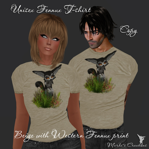 Beige Unisex T-shirt with Western Fennux print PROMO!!