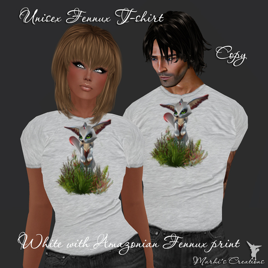 White Unisex T-shirt with Amazonian Fennux print PROMO!!