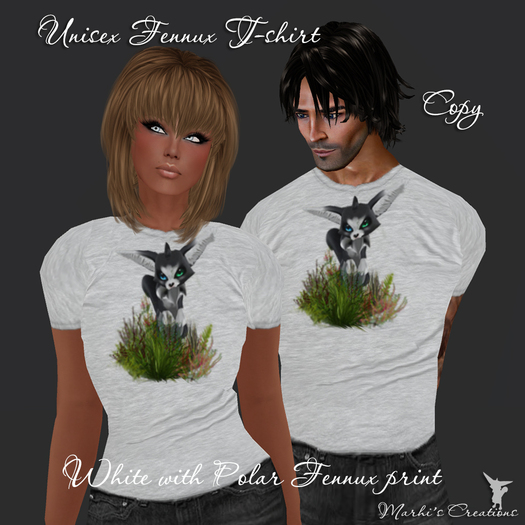 White Unisex T-shirt with Polar Fennux print PROMO!!