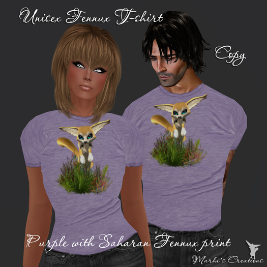 Purple Unisex T-shirt with Saharan Fennux print PROMO!!