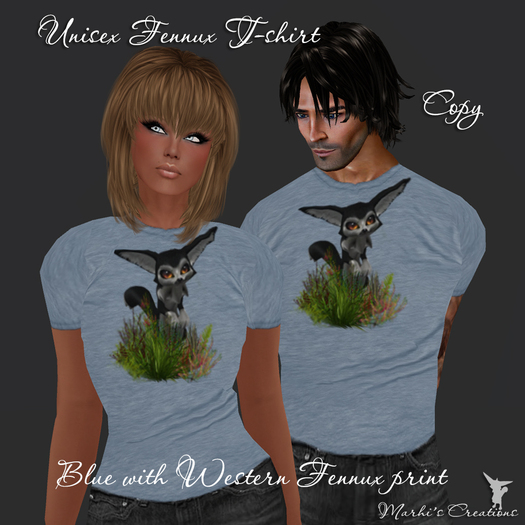Blue Unisex T-shirt with Western Fennux print PROMO!!