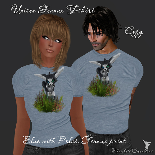 Blue Unisex T-shirt with Polar Fennux print PROMO!!