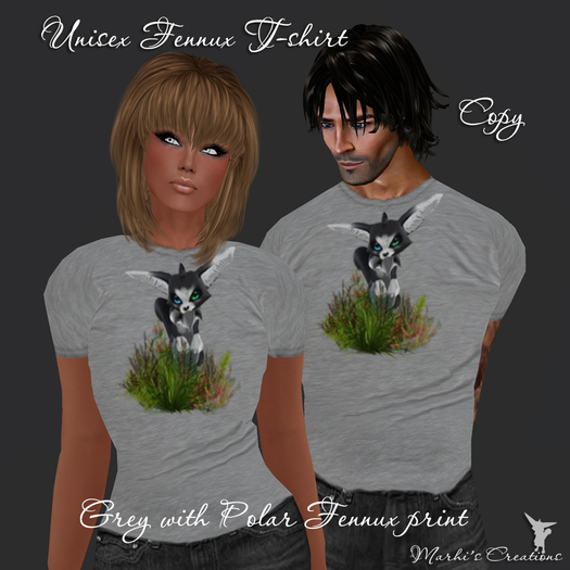 Grey Unisex T-shirt with Polar Fennux print PROMO!!