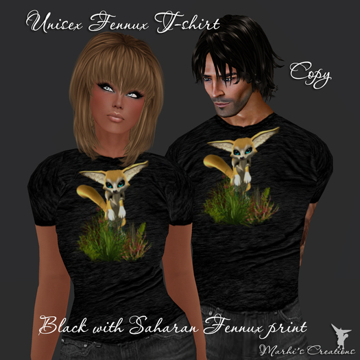 Black Unisex T-shirt with Saharan Fennux print PROMO!!