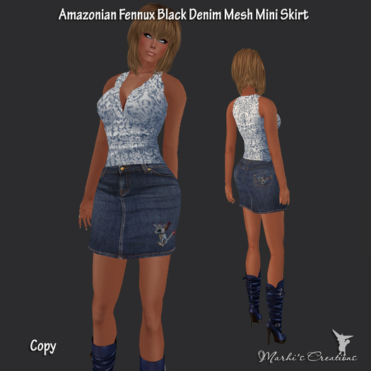 NEW Amazonian Mesh Blue Denim Mini Skirt PROMO!