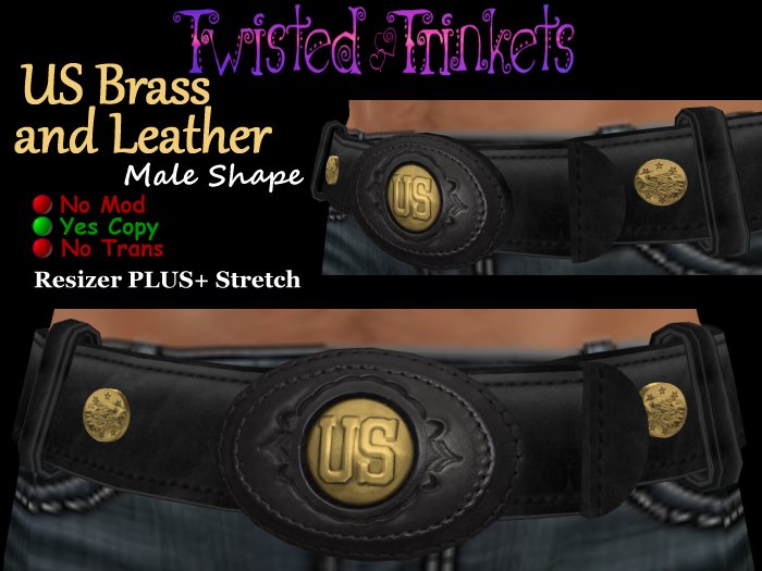 Belt US Brass black male