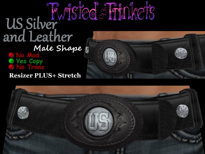 Belt US Silver Black (male)
