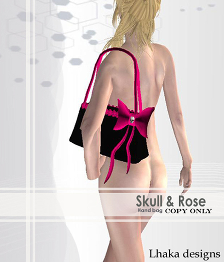 skull and rose purse PINK