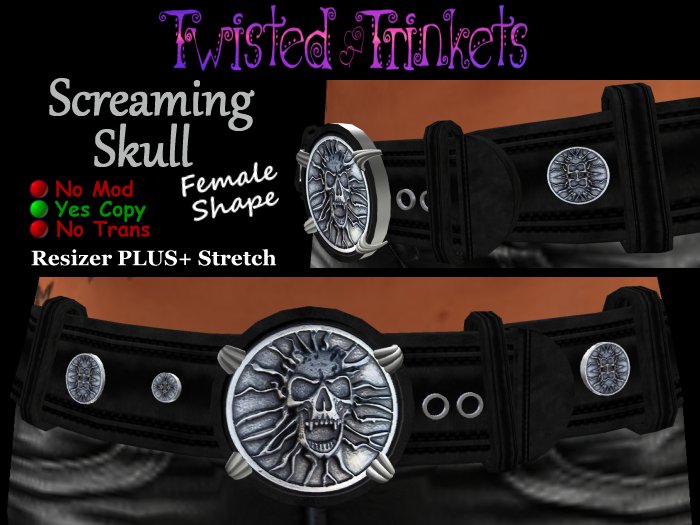Screaming Skull Belt (female)